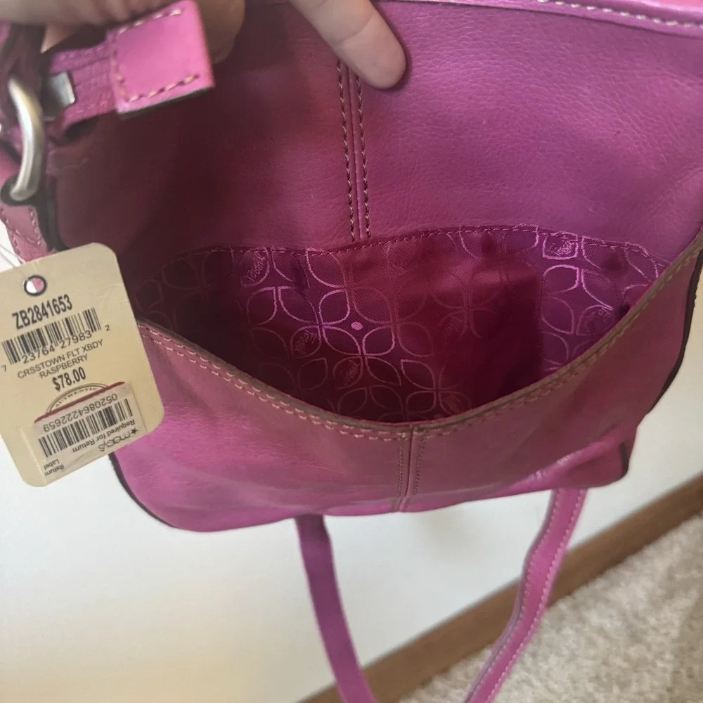NWT Fossil Traveler Vintage Y2K Hot Pink Crossbody Bag Barbie Biker Boho Chic